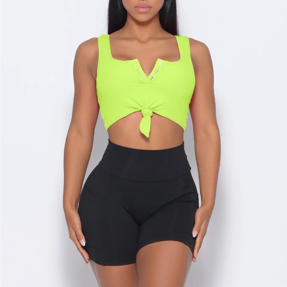 NWT💛BOMBSHELL SPORTSWEAR💛NEON YELLOW HENLEY SPORTS BRA